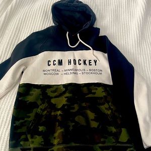 Mens CCM color block camp hoodie.
